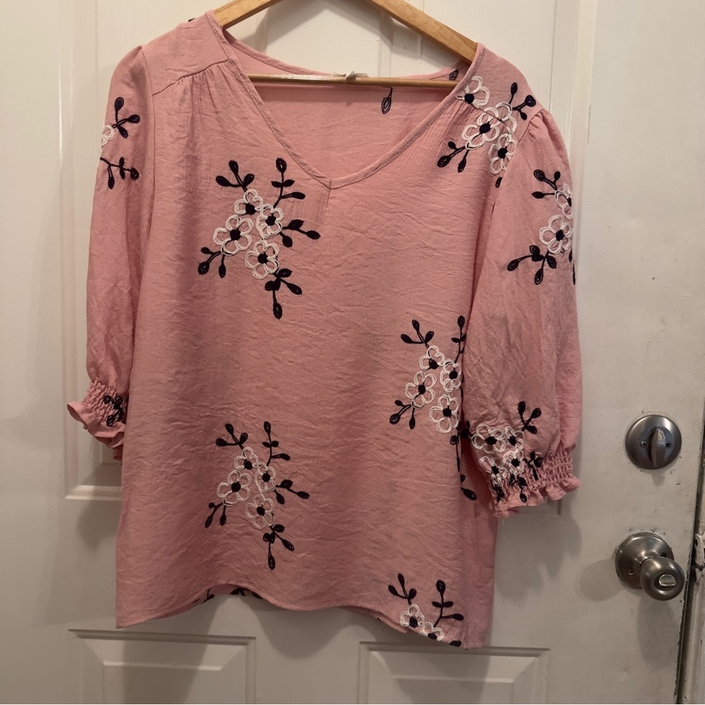 Kindred Pink Floral Embroidered Blouse